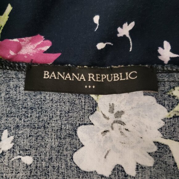 Banana Republic Kimono Robe One Size Tie Front Pockets Navy Floral Cotton Rayon - Picture 8 of 9
